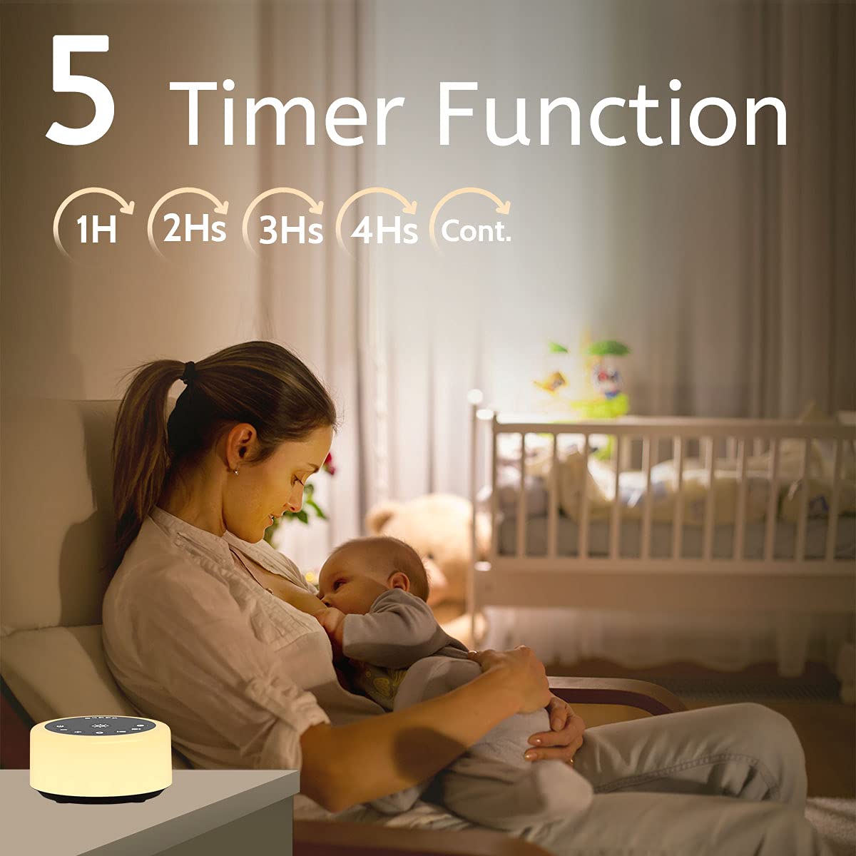 Soother Sleep Sound Machine Night Light White Noise Machine with 30 Sounds & 12 Color Night Lights for Baby Kids Adults