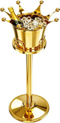 Royal Ice Bucket with Stand, Gold Ice Bucket,Stainless Steel Light-Luxury Standing Wine Bucket,Crown Design with 8
