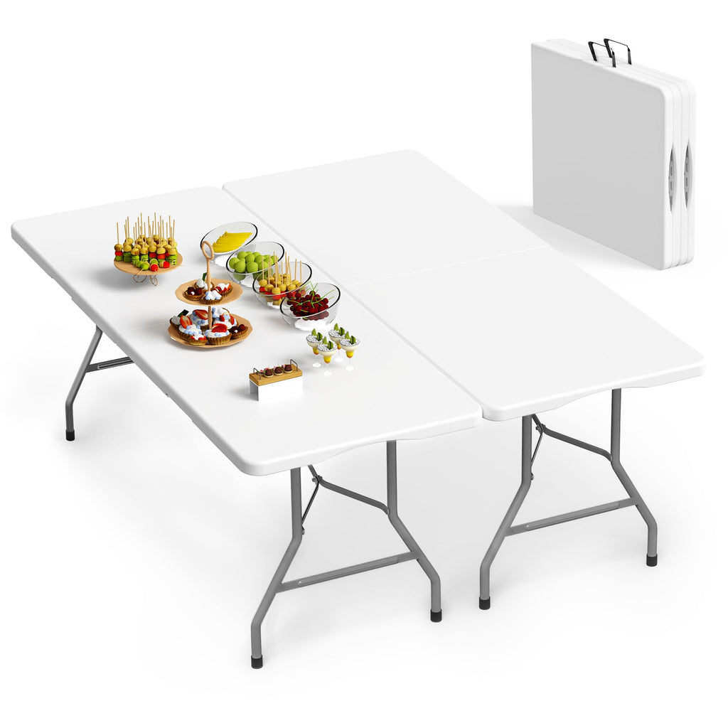 6 Foot Folding Table 2 Pack, 6 FT Foldable Plastic Table Heavy Duty