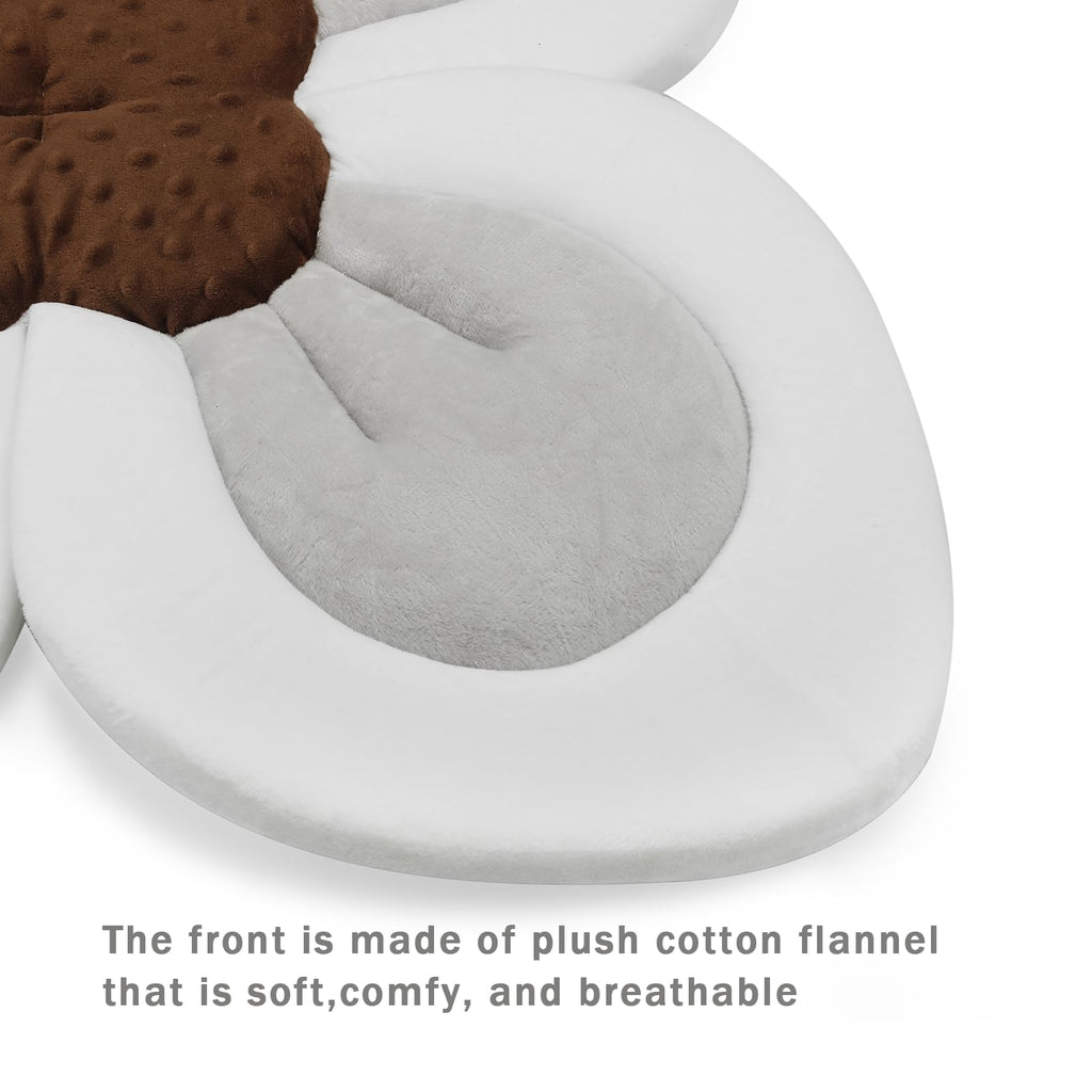 Bath Pad for Infant Newborn | Soft Flower Petals for Sink Bathtub Essentials Shower Gift (Grey)