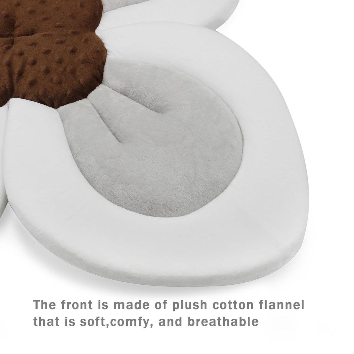 Bath Pad for Infant Newborn | Soft Flower Petals for Sink Bathtub Essentials Shower Gift (Grey)