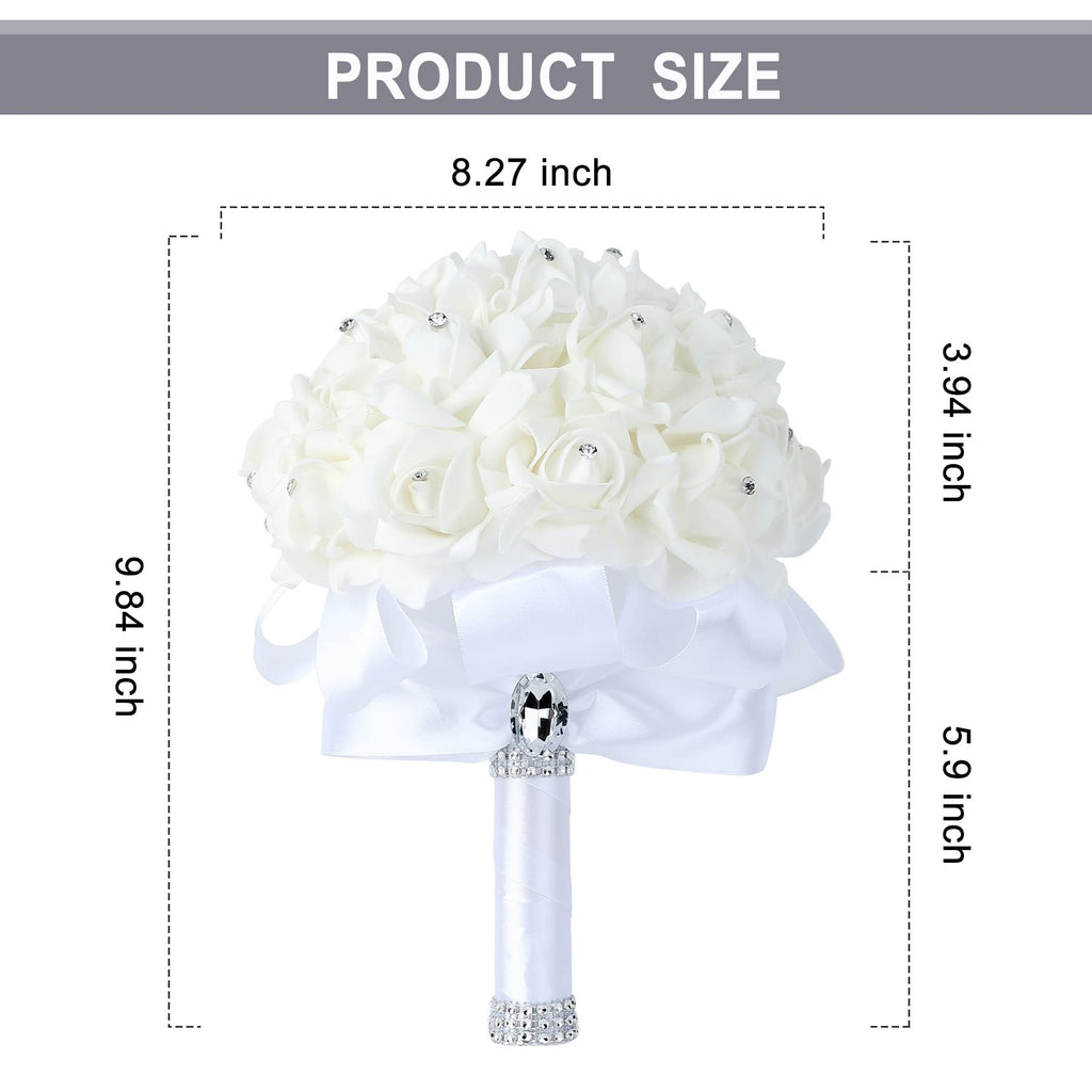 Wedding Bouquet Crystal Roses Bridesmaid Bouquet, Bridal Bouquet Artificial Flowers for Wedding, Party and Church