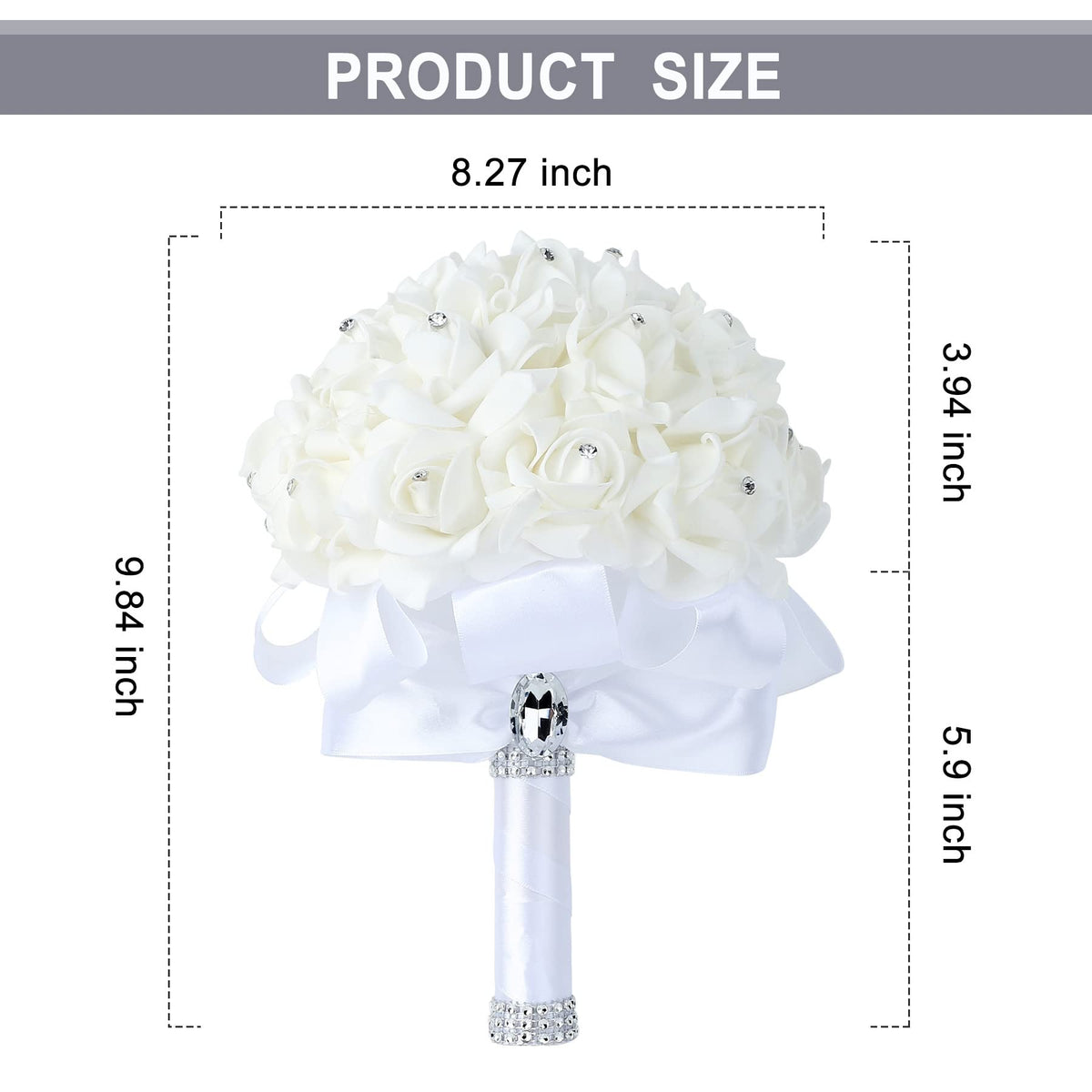 Wedding Bouquet Crystal Roses Bridesmaid Bouquet, Bridal Bouquet Artificial Flowers for Wedding, Party and Church