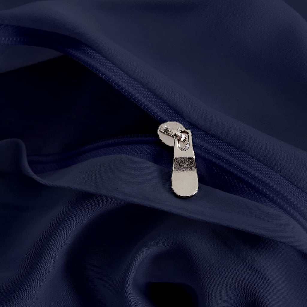 Premium Quality 98x104 Navy Blue Solid Duvet Cover Set Zipper Closure & Corner Ties Easy