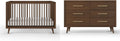 Cranbrook Design 4-in-1 Convertible Baby Crib Nursery Furniture Set, Baby Bed and 6 Drawers Double Dresser, for