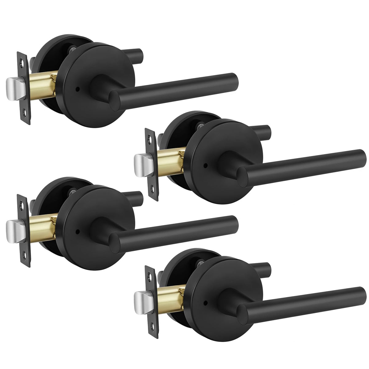 Black Door Handle Interior 4 Pack, Privacy Door Levers