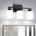 Black Bathroom Light Fixtures Vanity Lights Over Mirror | Modern 3-Light lighting fixtures with Milky White Frosted