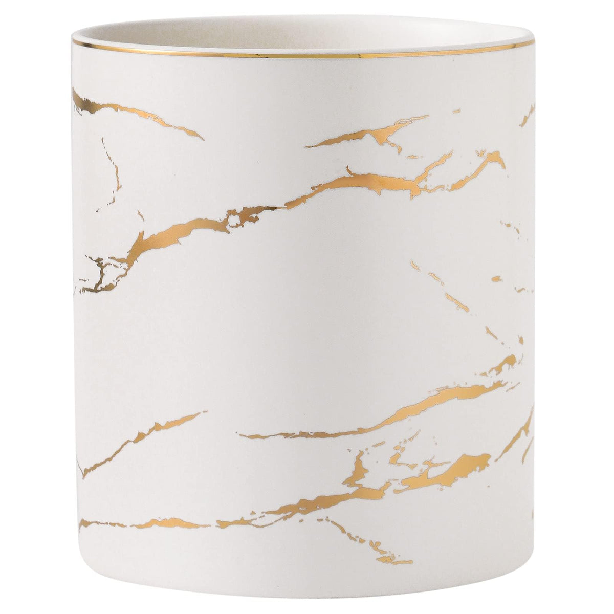 7" Marble Utensil Holder, Large Kitchen Utensil Holder Organizer, Golden Marble White Stable Utensil Crock Spatula