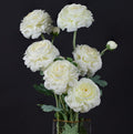Artificial Ranunculus Long Stem Buttercup Silk Flowers 6pcs Decor and Wedding Decorations(White 1)
