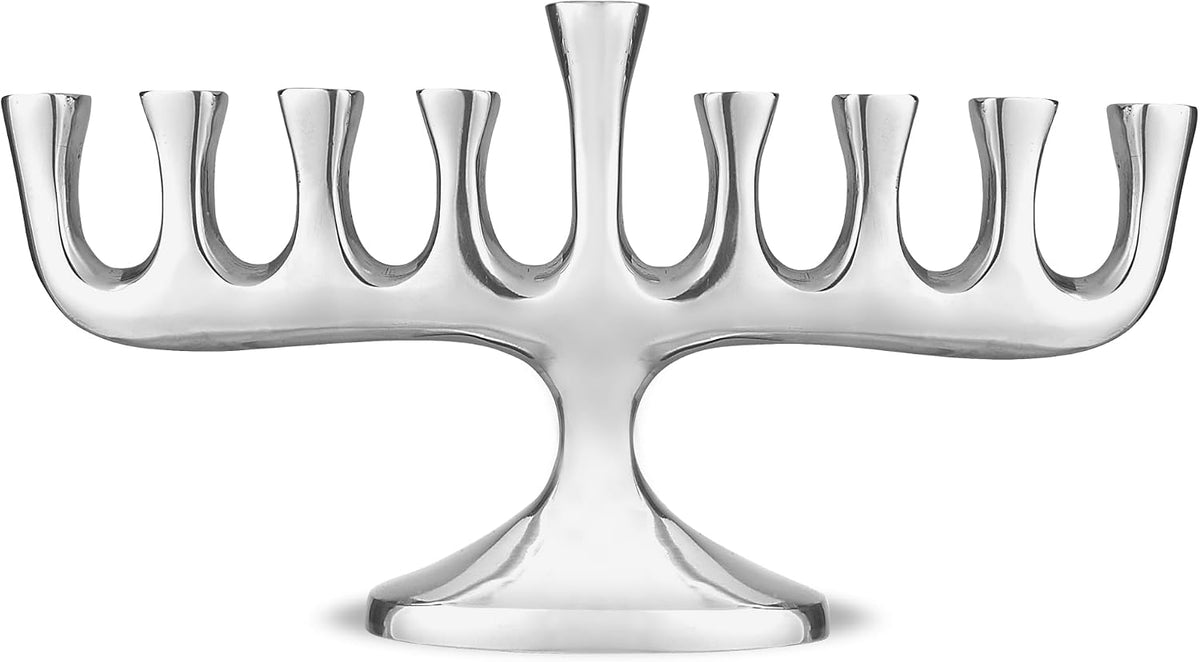 Zion Judaica Stunning Sleek Designers for Hanukkah High Polished Traditional Candle and Oil Chanukiah Classic
