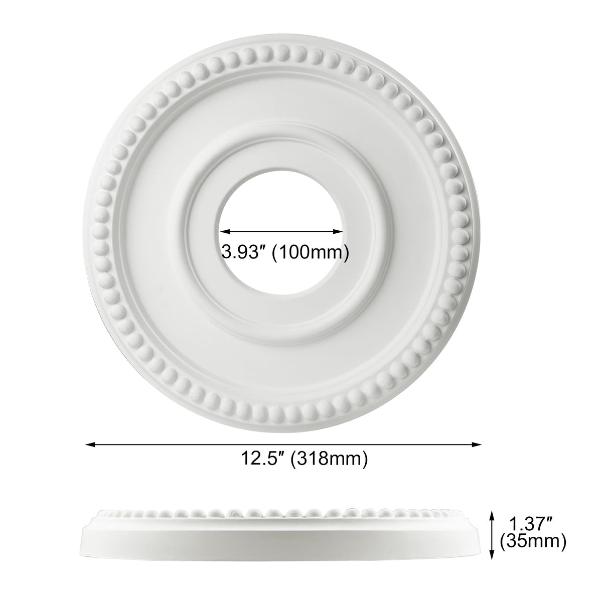 Ceiling Medallion 12-1/2" OD x 3-15/16" ID x 1-1/8"P, Ceiling Decorative Molded Round Ceiling Medallions for