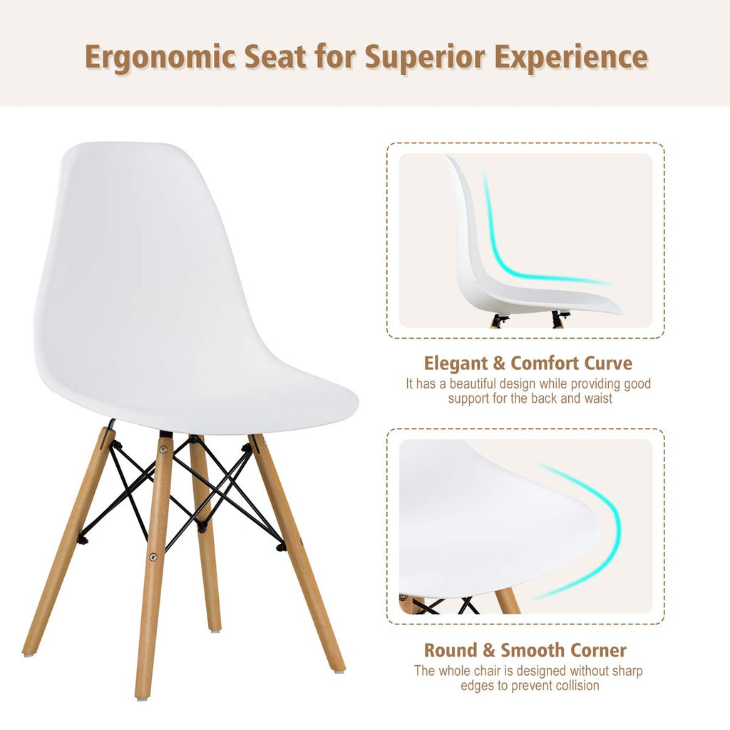 Inspired Eames Style DSW Dining Chairs, Shell Plastic Chairs with Wood Legs, Modern Armless Chairs Kitchen Bedroom, Eiffel DSW