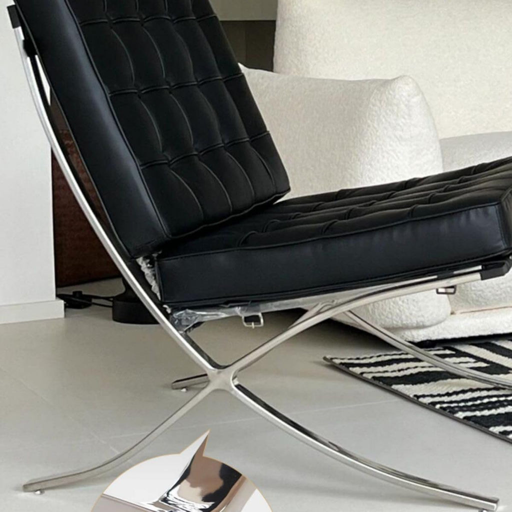 Leather Lazy Chair with Ottoman, Oiled Leather Back Accent Chair and Removable Footrest Stool Set, Leisure Sofa