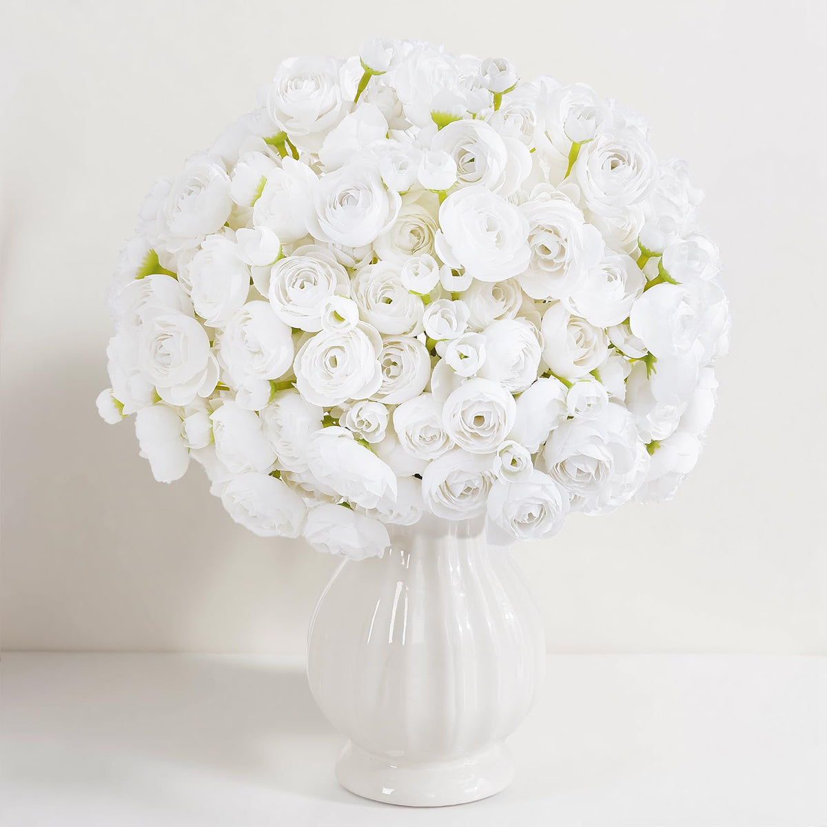 Mini Ranunculus Artificial Flowers Bouquet 20 PCS White