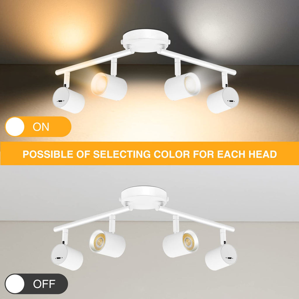 4 Light LED Track Lighting Fixtures Ceiling, White
