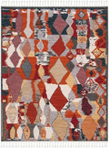 Farmhouse Collection Orange / Navy FMH853P Boho Moroccan Tribal Tassel Area Rug