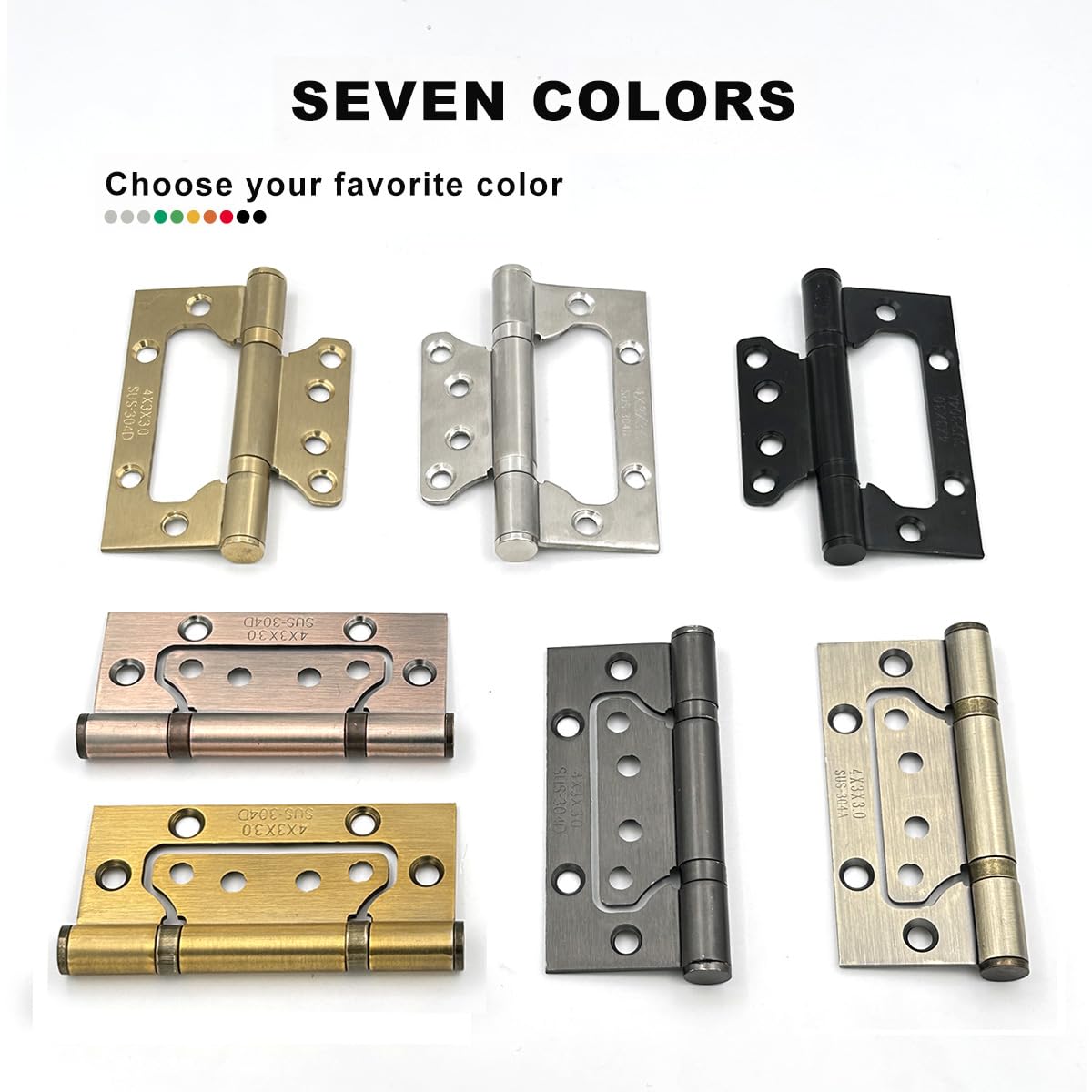 12 Pack Non-Mortise Door Hinges - Easy to Install, 4" × 3" Stainless Steel Door Hinges - Smooth Movement and Heavy