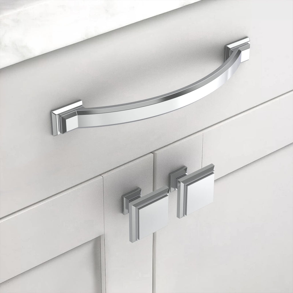 5 Pack 5 Inch(128mm) Polished Chrome Kitchen Cabinet Handles, Cabinet Pulls Kitchen Cabinet Hardware for Cupboard