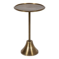 Inspired Saarinen Style Sanzo Modern Round Pedestal Side Table, 15 x 15 x 24, Gold, Decorative with Hammered Tabletop for Use as a Bedroom