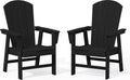 Outdoor Adirondack Dining Chair Set of 2, All Weather HDPE, Black