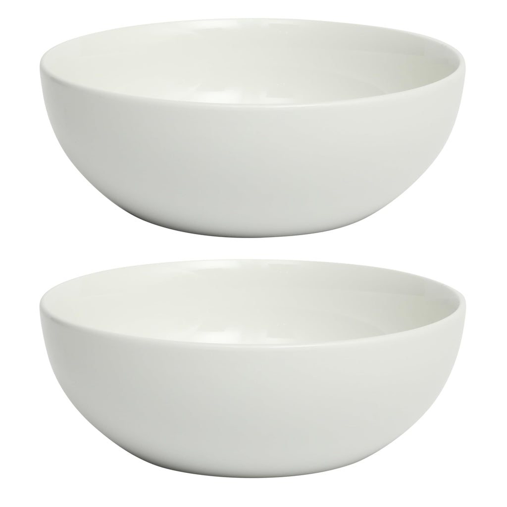 Extra Large Serving Bowls Set of 2-100 oz 10-Inch White Porcelain Salad Bowl Set, Stackable Ceramic Kitchen