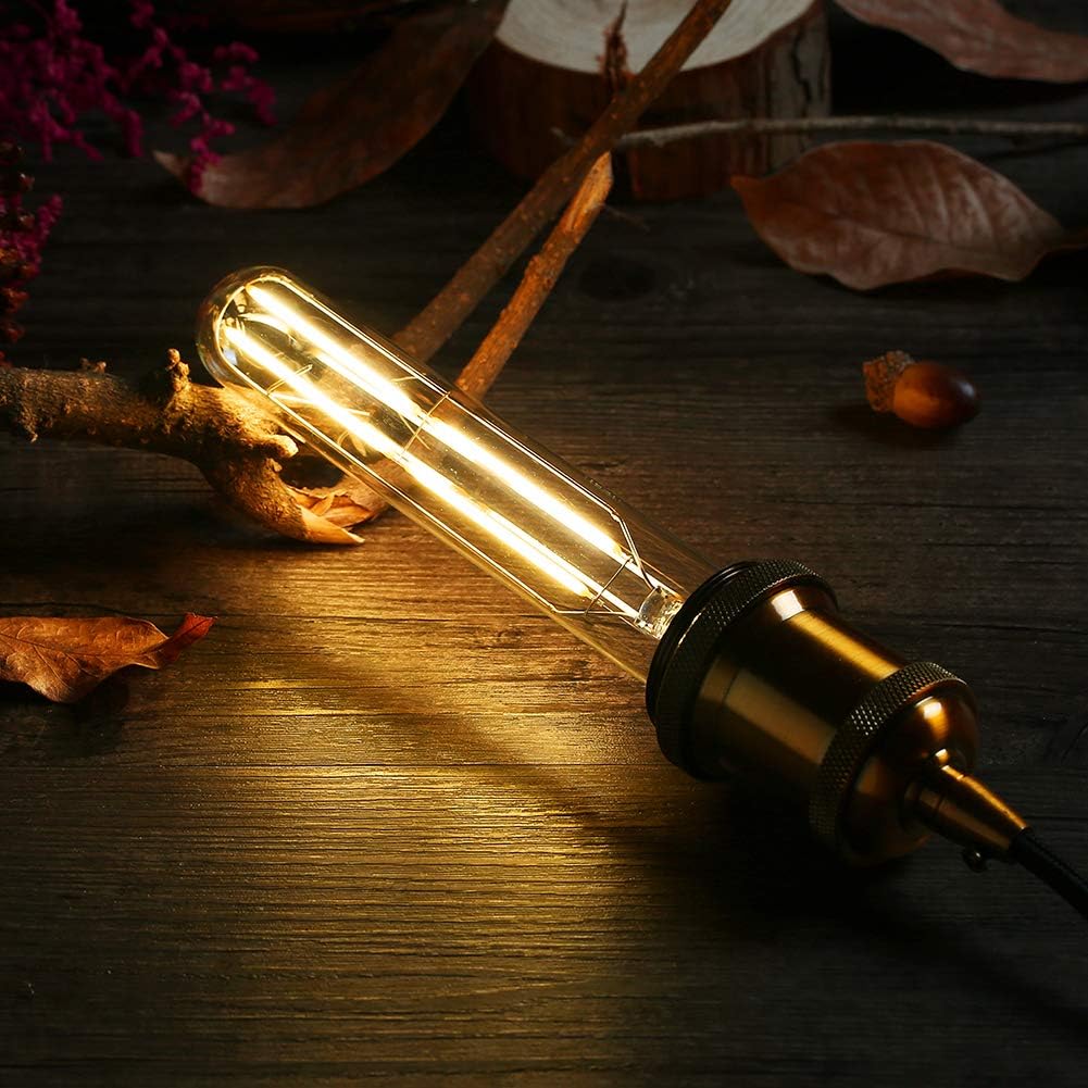 Dimmable 6W Tubular LED Bulbs, 3000K Warm White,Edison Style Filament Light Bulb, T10 Vintage Bulb 60 Watt