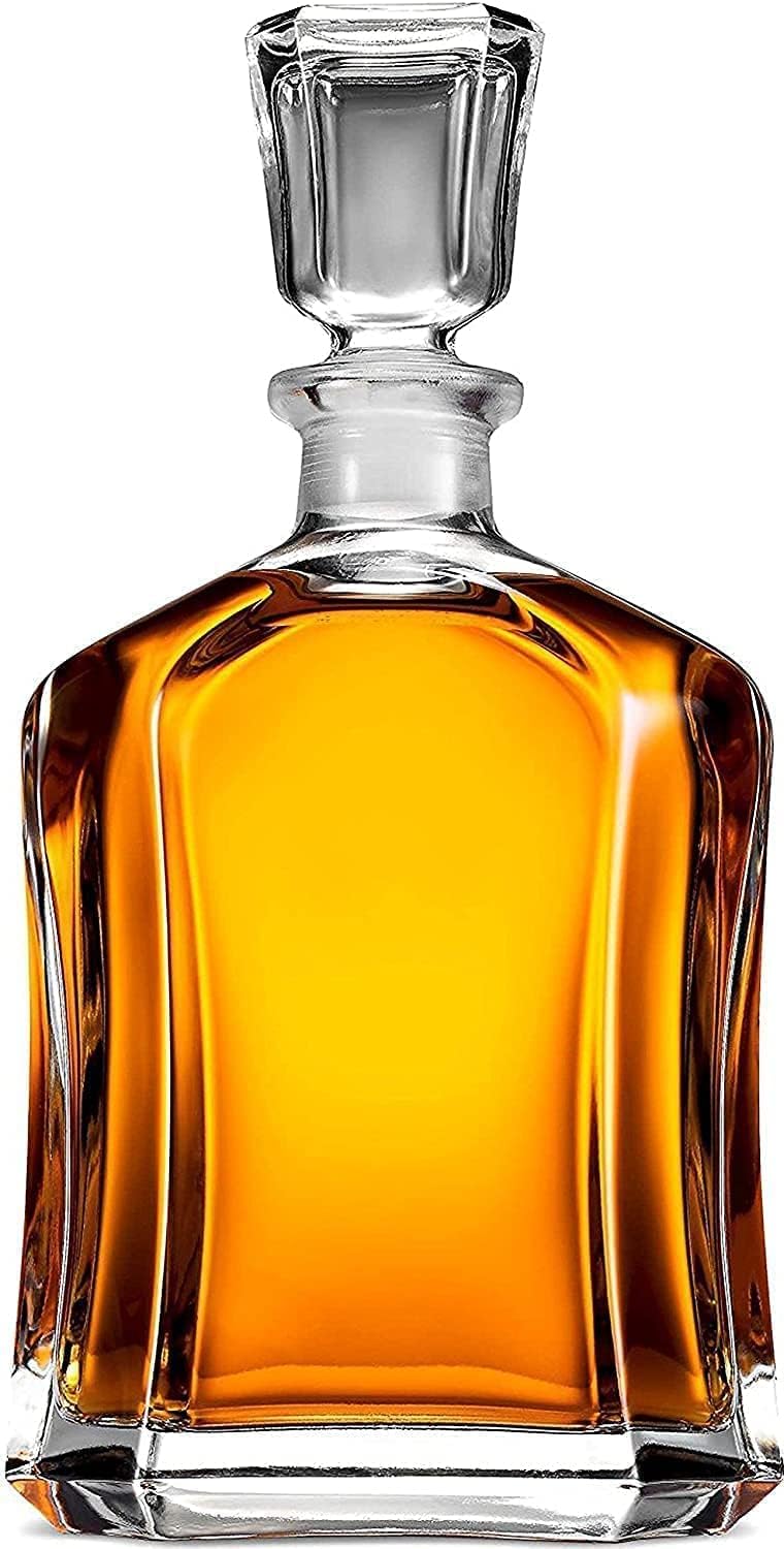 Whiskey Decanter- 23.75 oz for Vodka Bourbon Brandy & other Spirit-Airtight Liquor Dispenser for Mini Bar, Gift