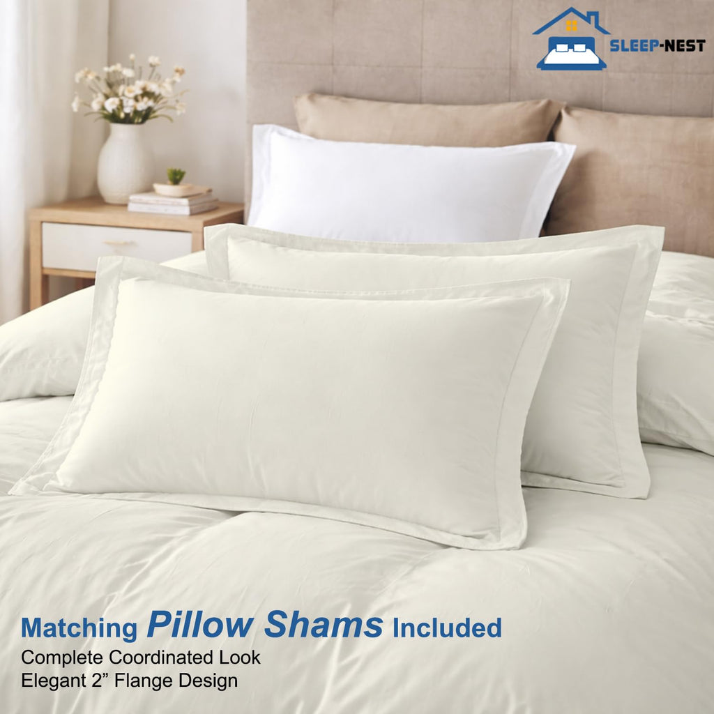 Alaskan King Duvet Cover Set - 132x120 Inch, 100% Egyptian Cotton, All Season Hotel Luxury 3-Piece Extra Large