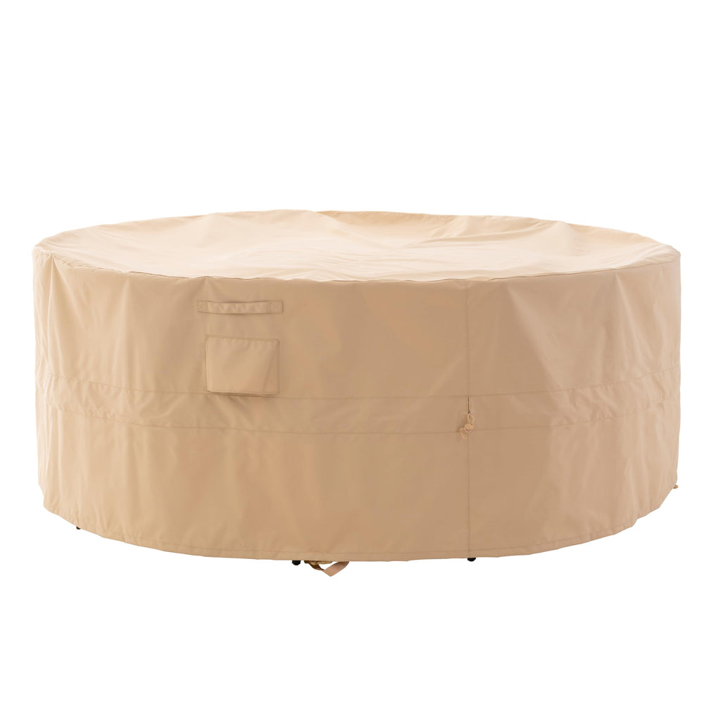 Round Patio Furniture Cover Waterproof, 96" D x 31" H, Beige