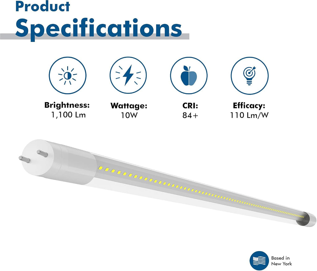 21 in. T8 G13 LED, F20T12/CW/21, Type A Plug & Play, 4100K, Clear