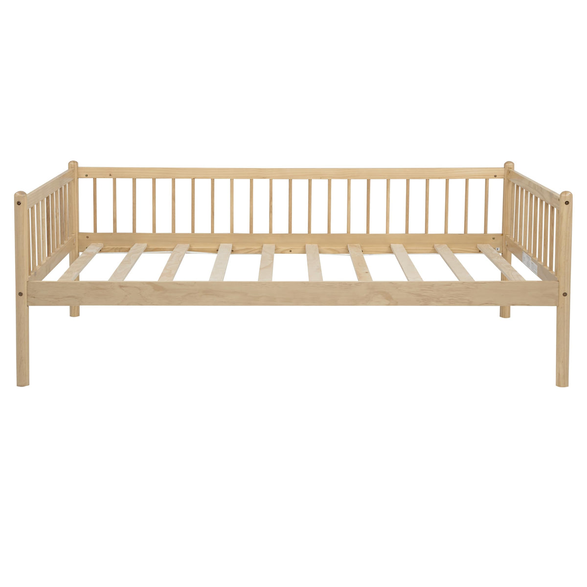 Natural Twin Pine Wood Daybed with 3-Side Guardrails