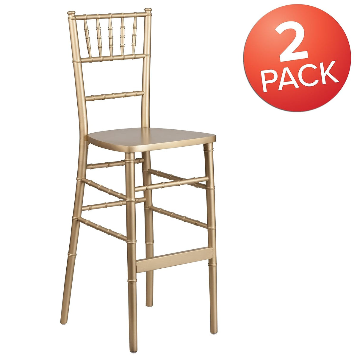 Hercules Wood Chiavari Chair, Gold, 2-Pack
