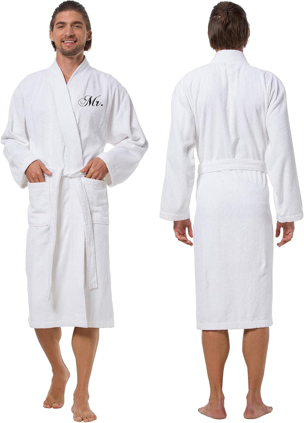 2Pcs His and Hers Terry Cloth Robes for Couples, Mr and Mrs Hooded Matching Robe Set, Wedding Engagement Gifts