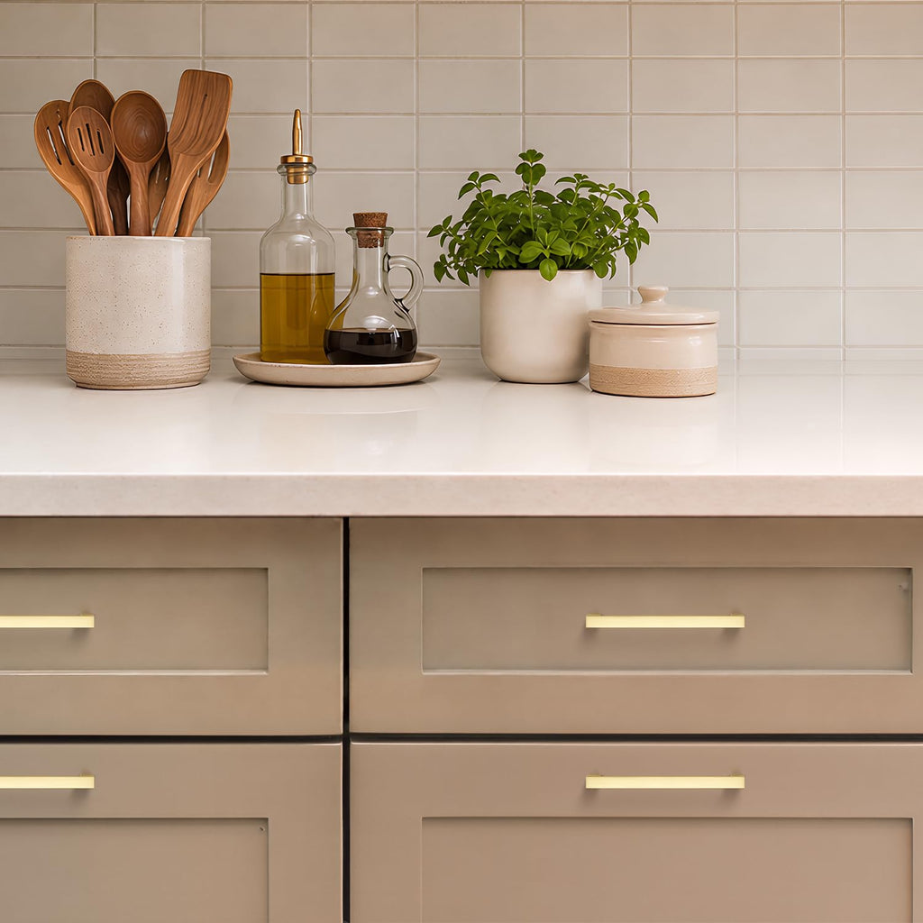 Brushed Gold Cabinet Handles Solid Cabinet Pulls 3-3/4 Inch 20 Pack