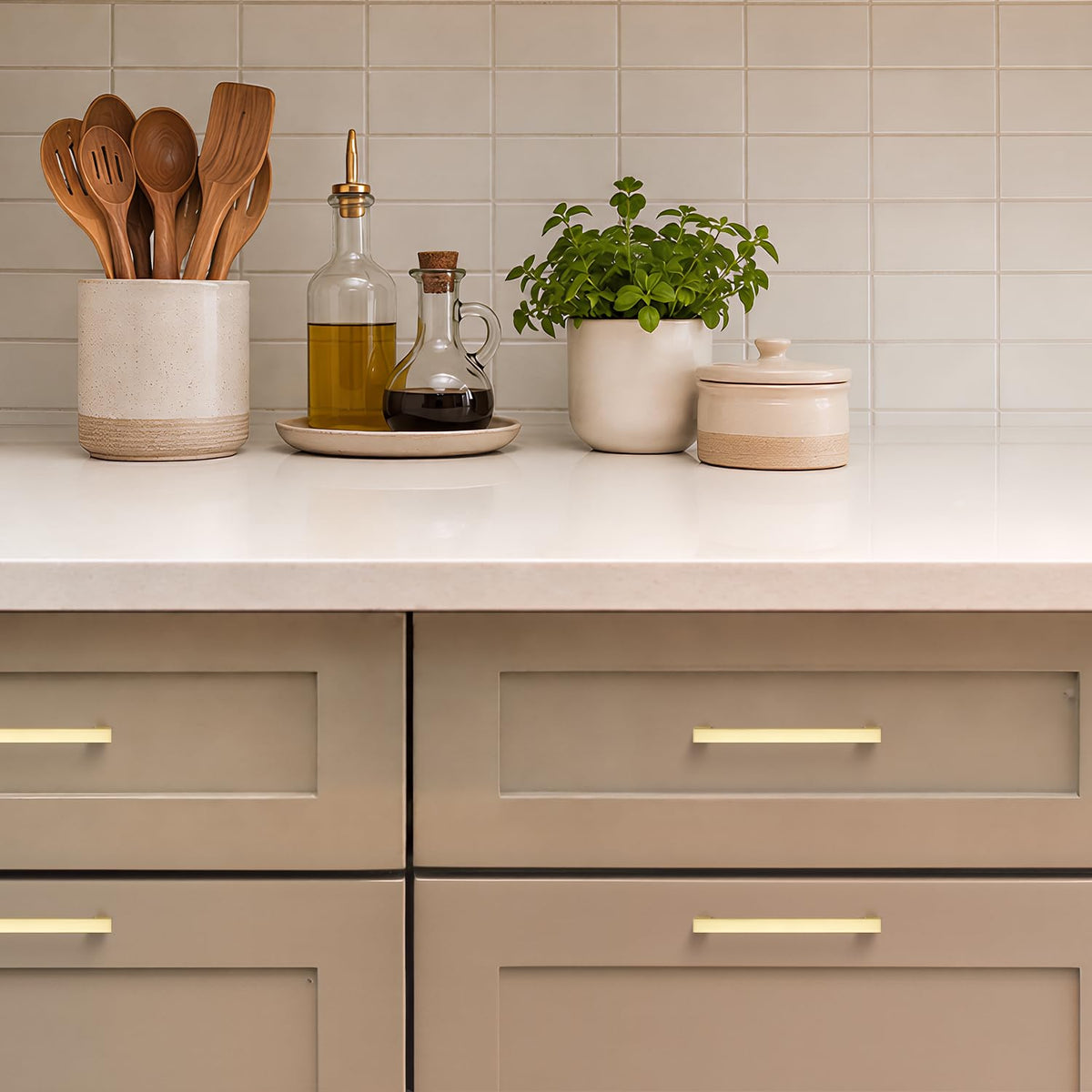 Brushed Gold Cabinet Handles Solid Cabinet Pulls 3-3/4 Inch 20 Pack