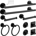 10-Piece Matte Black Bathroom Hardware Set, 16in SUS304 | Wall-mounted Towel Racks, Hand Towel Holder Decor