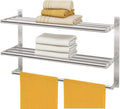 Bathroom Towel Rack with Bars, 24 Inch Towel Shelf, Brushed Nickel | 3-Tier Hotel Towel Racks Wall Mounted, Bath