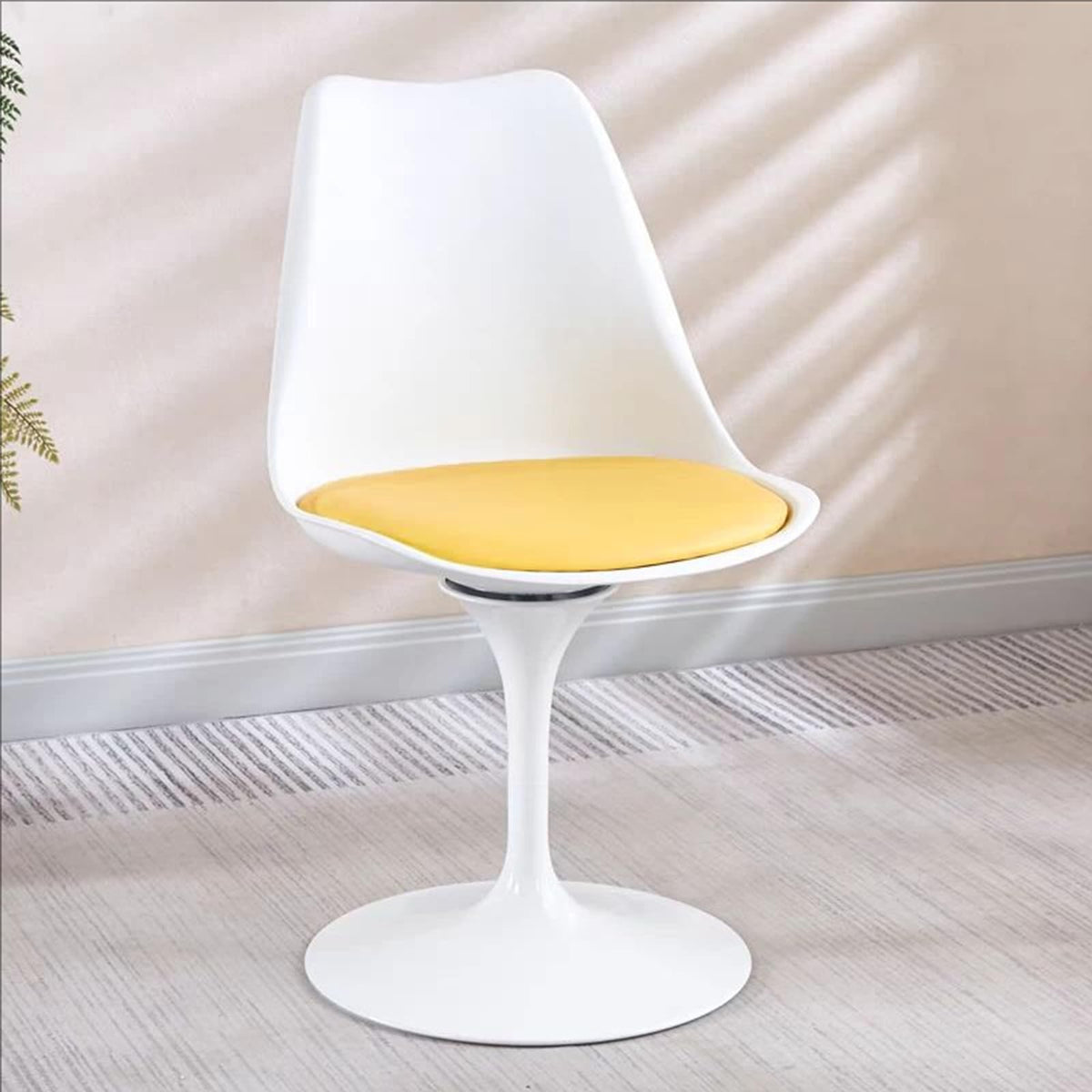 Inspired Saarinen Style Swivel Tulip Side Chair with Backrest, Multi-Colour Leather Soft Cushion Armless Dining Chairs Dining Room, N