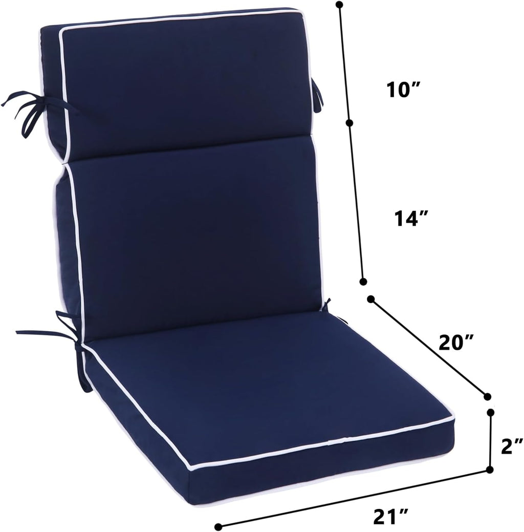 Outdoor Patio Chair Cushions Set of 2, Water Resistant Adirondack Chair Cushions 44 x 21 in, All Weather Seating