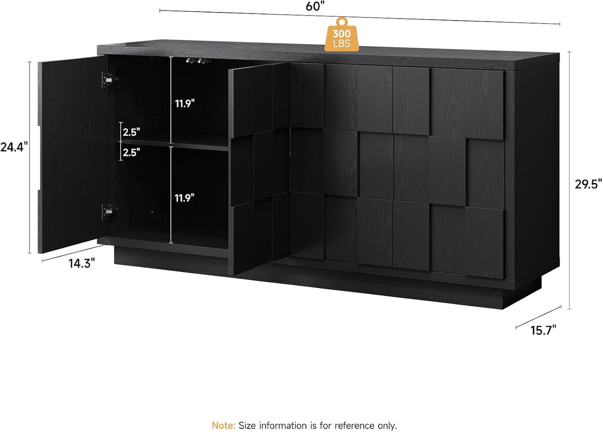 60" Sideboard Buffet Cabinet with Storage