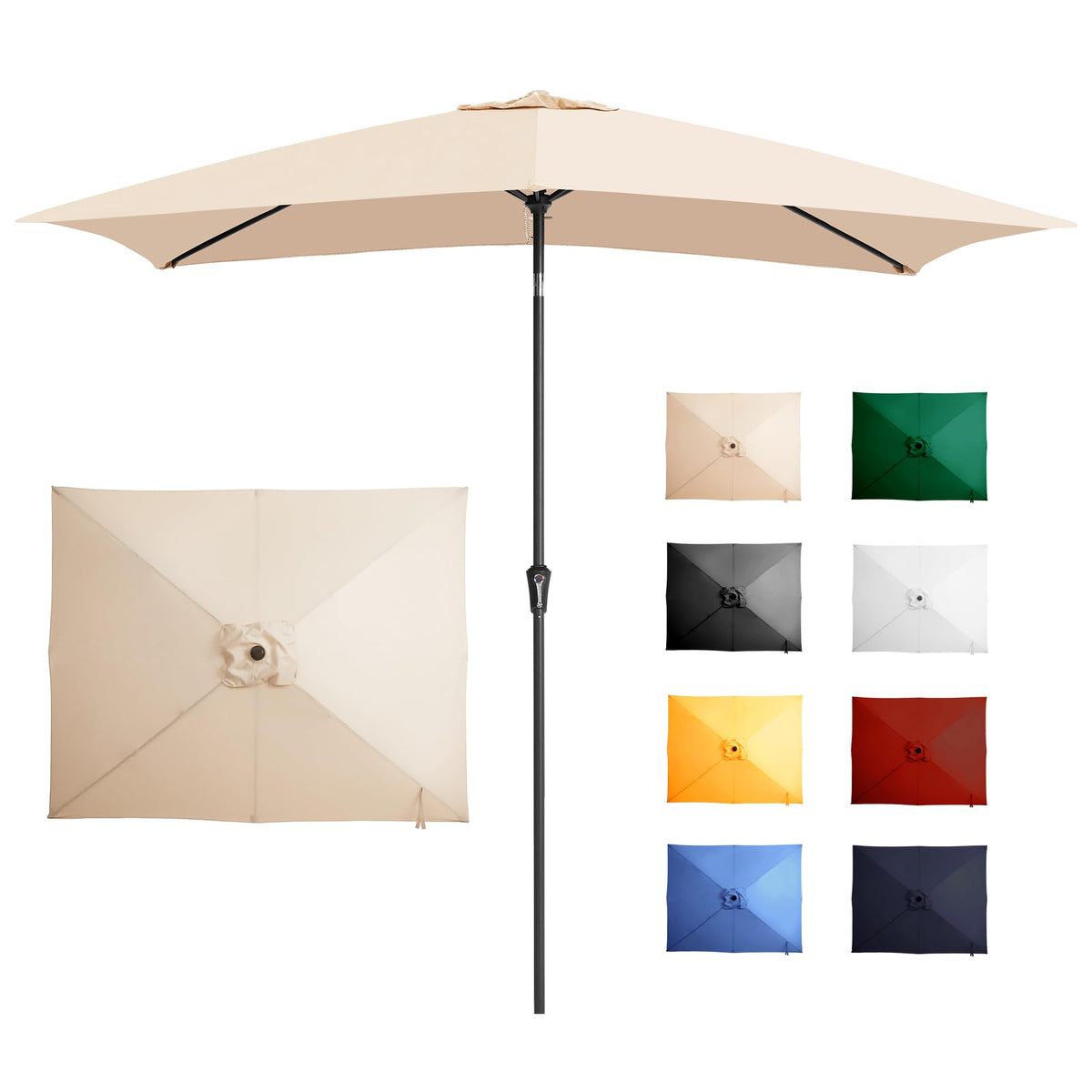 6.5 Rectangular Patio Umbrella rectangle Outdoor Table Umbrella Beige