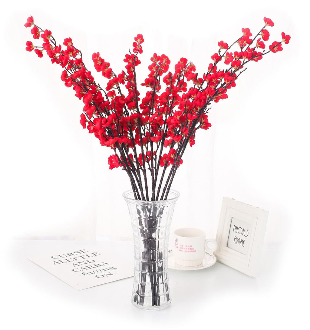 5 Pcs Artificial Plum Blossom Fake Wintersweet Long Stem Plastic Flowers Home Hotel Office Wedding Party Garden Decor
