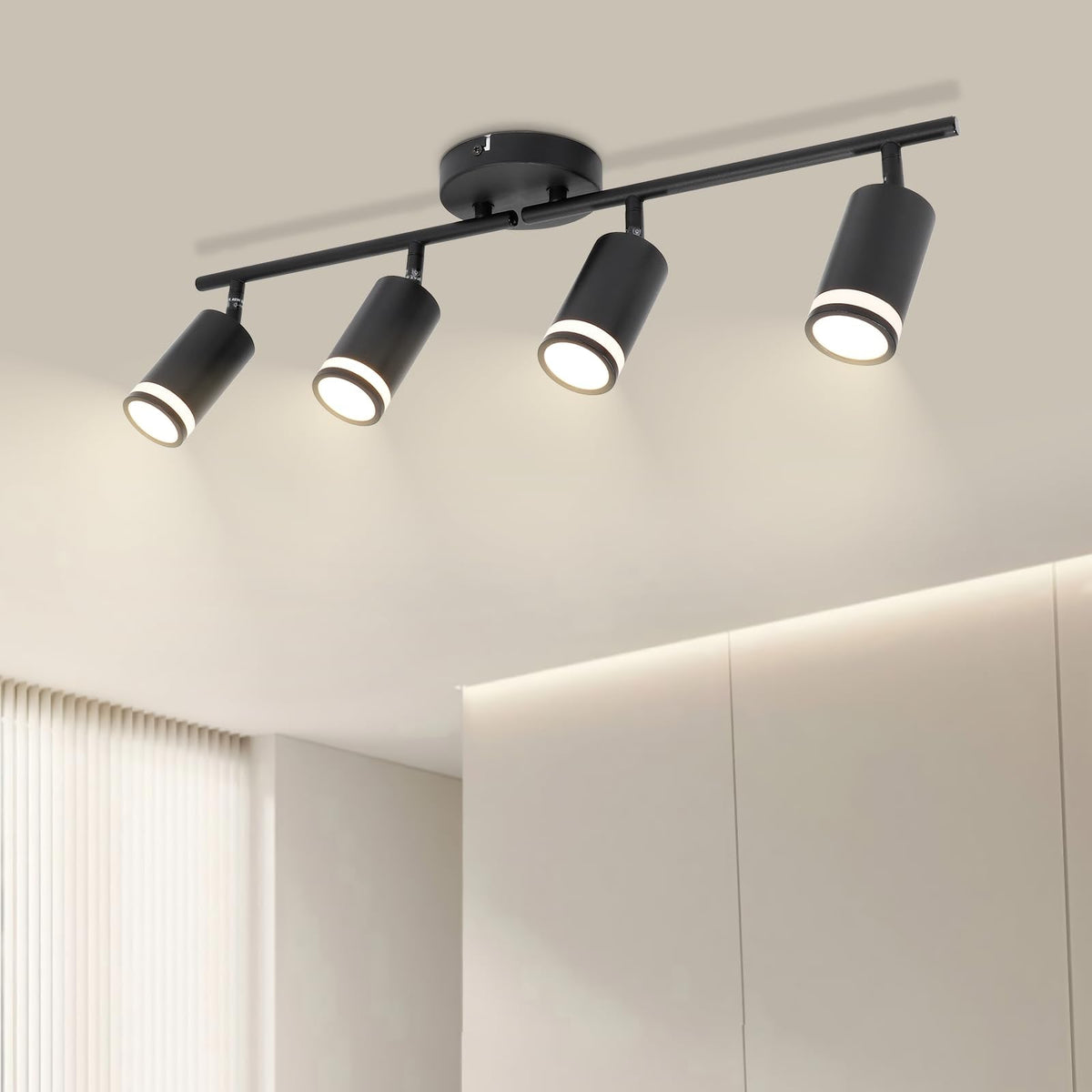Track Lighting Fixtures Ceiling, GU10 Black Led Ceiling Spotlight, Modern Track Light Kit Bedroom Living Room