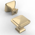 15 Pack Brushed Brass Square Kitchen Cabinet Knobs and Pulls - Gold Drawer Hardware - Single Hole ZH0019