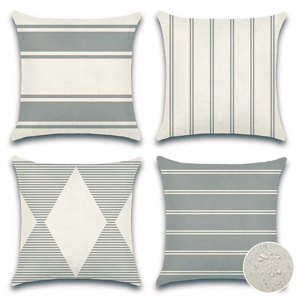 Outdoor Waterproof Throw Pillow Covers Set of 4 Geometry Decorative Throw Pillow Cases 18x18 Inch Square Cushion Case