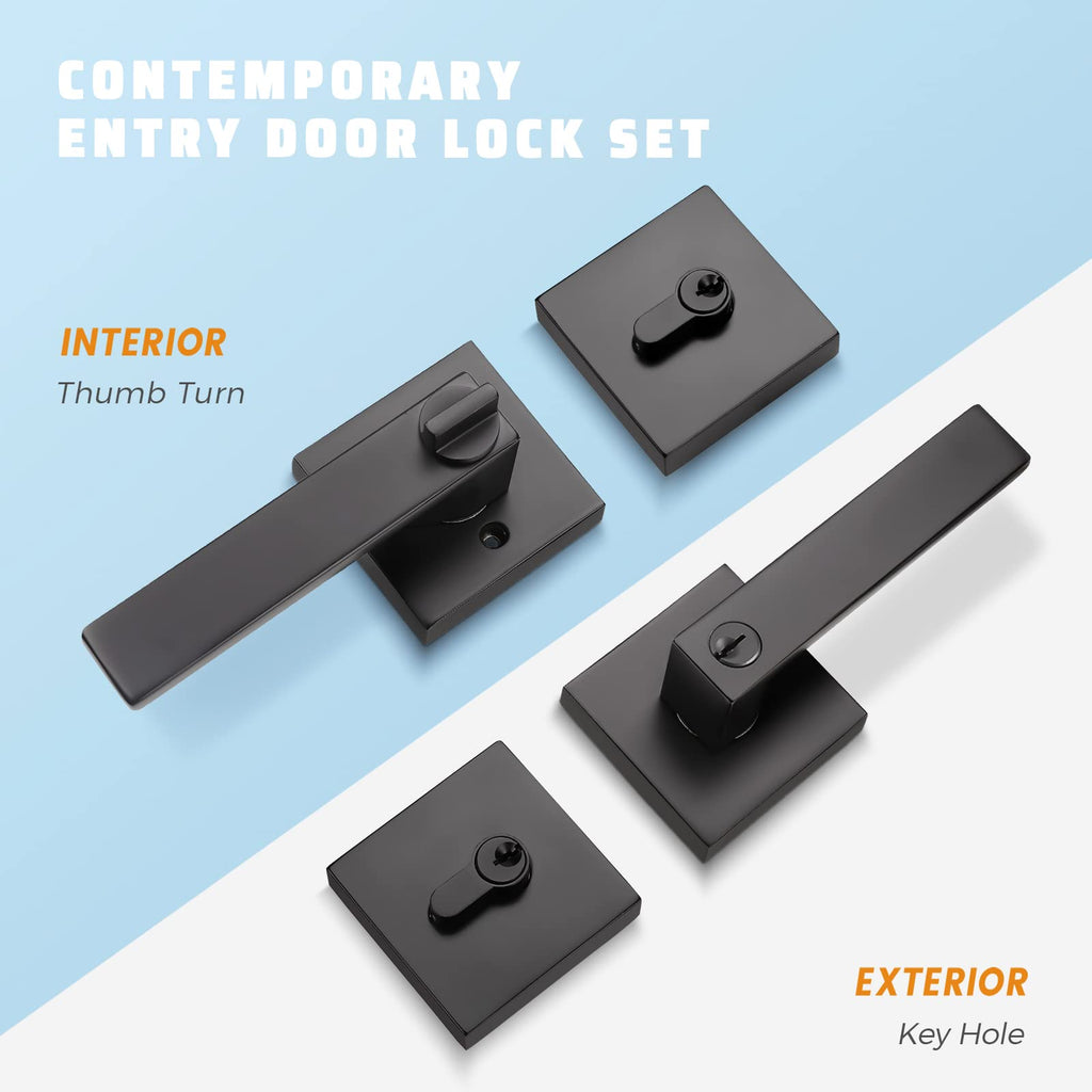 10 Pack Heavy Duty Keyed Entry Lever Door Handle with Double Cylinder Deadbolt Combination Set, Front Door Lever and