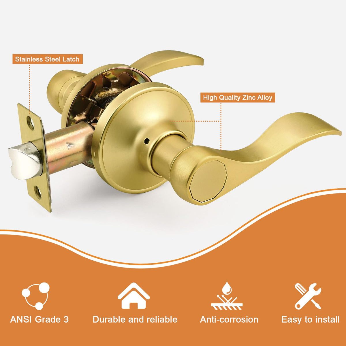 Door Handles Gold Door Handles Interior Door Handles Passage Door Handle Lever, Interior Door Handles Brushed Gold