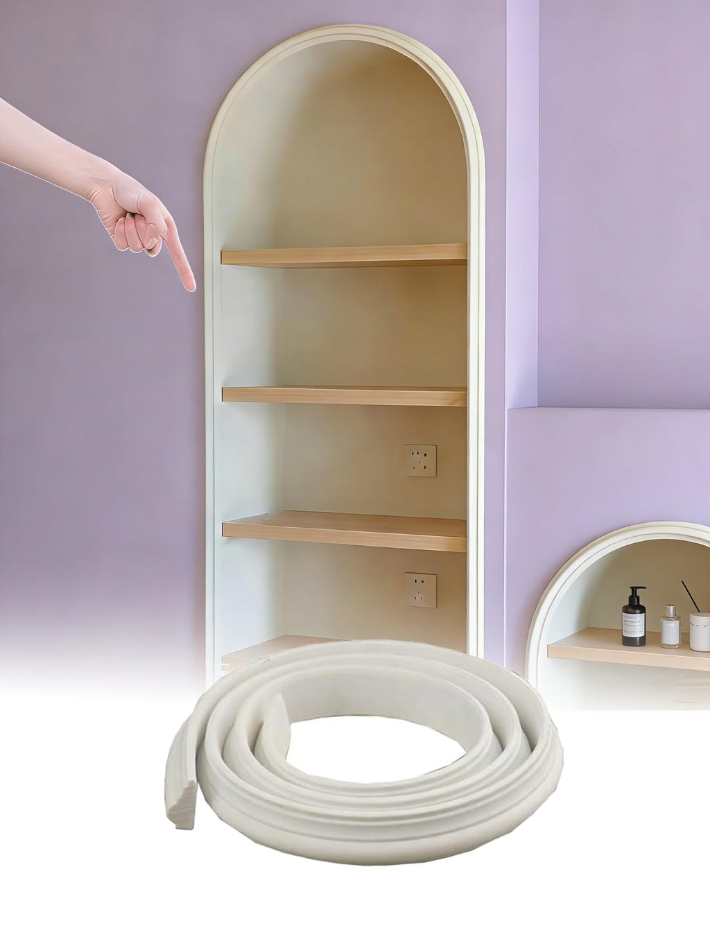 Flexible PVC Molding Trim Paintable, 3/8" - 1 5/8" Wide Cuttable Arch Wainscoting Panel Board, Lightweight Decorative
