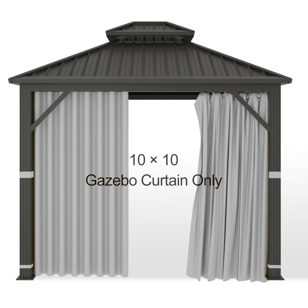 Gazebo Universal Replacement Privacy Curtain - 10' x 10' Gazebo Side Wall Outdoor Privacy Panel with Zipper (Gray)