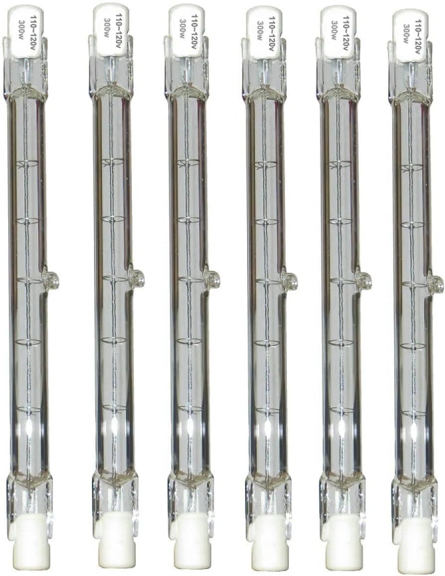 R7S Halogen Bulb T3 J-Type 2700K Warm White, Dimmable, 2000H Lifespan 6PCS 110V 118MM-500W